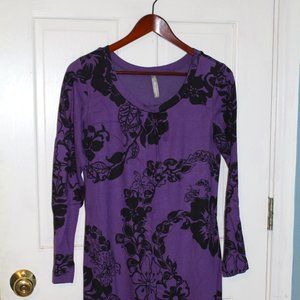 Purple & Black Floral Longsleeve Dress - Hanna Anderson women's size small